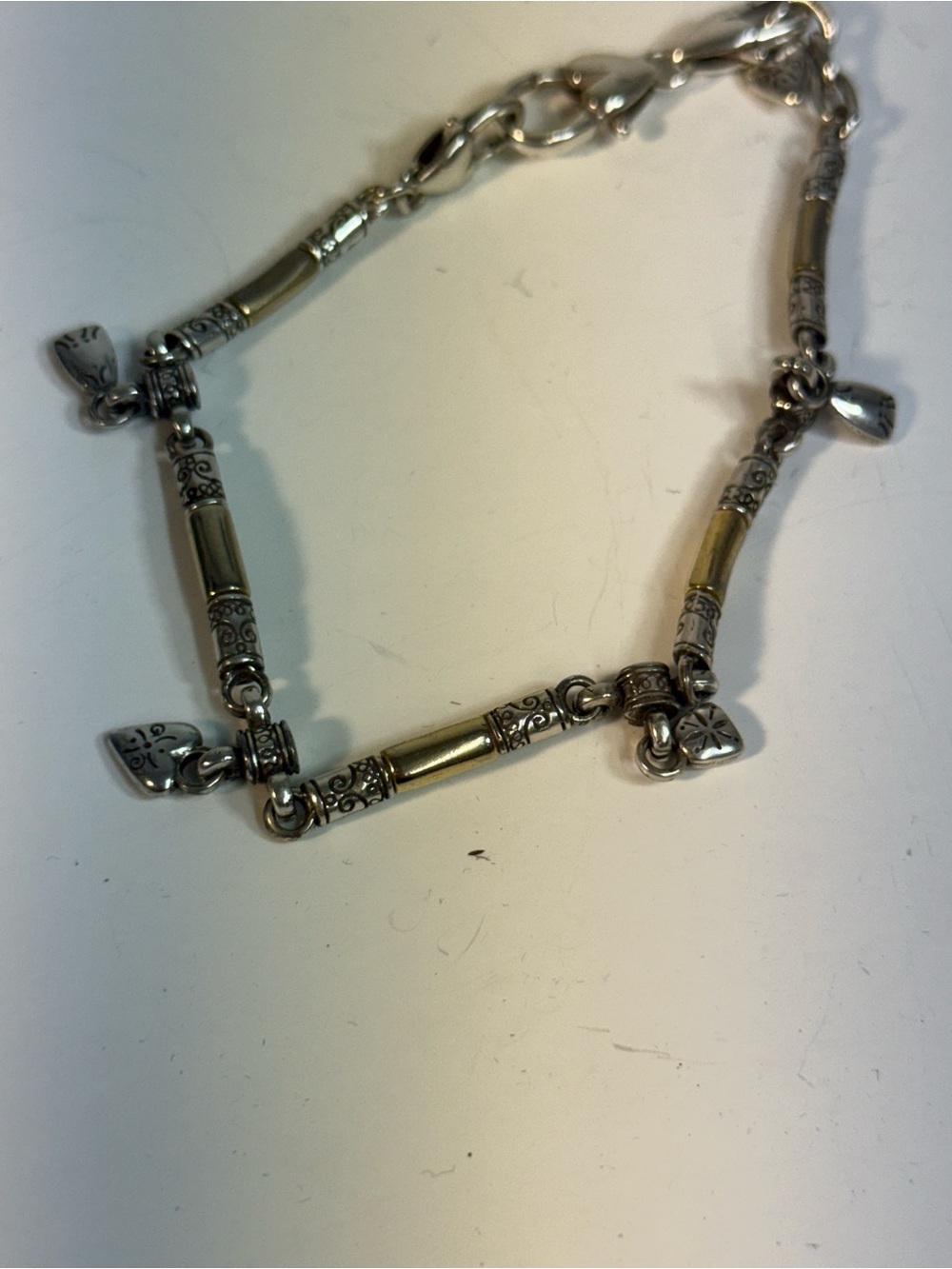 Brighton Esmeralda Two-Tone Silver and Gold Charm Bracelet - Women's Vintage
